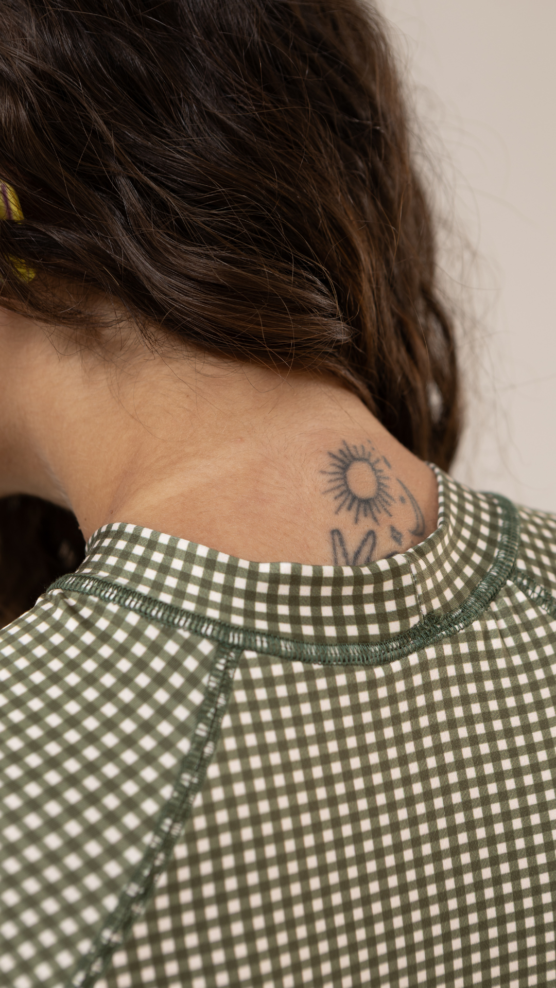 Cropped ML Raglan | Print Mini Vichy Pistache