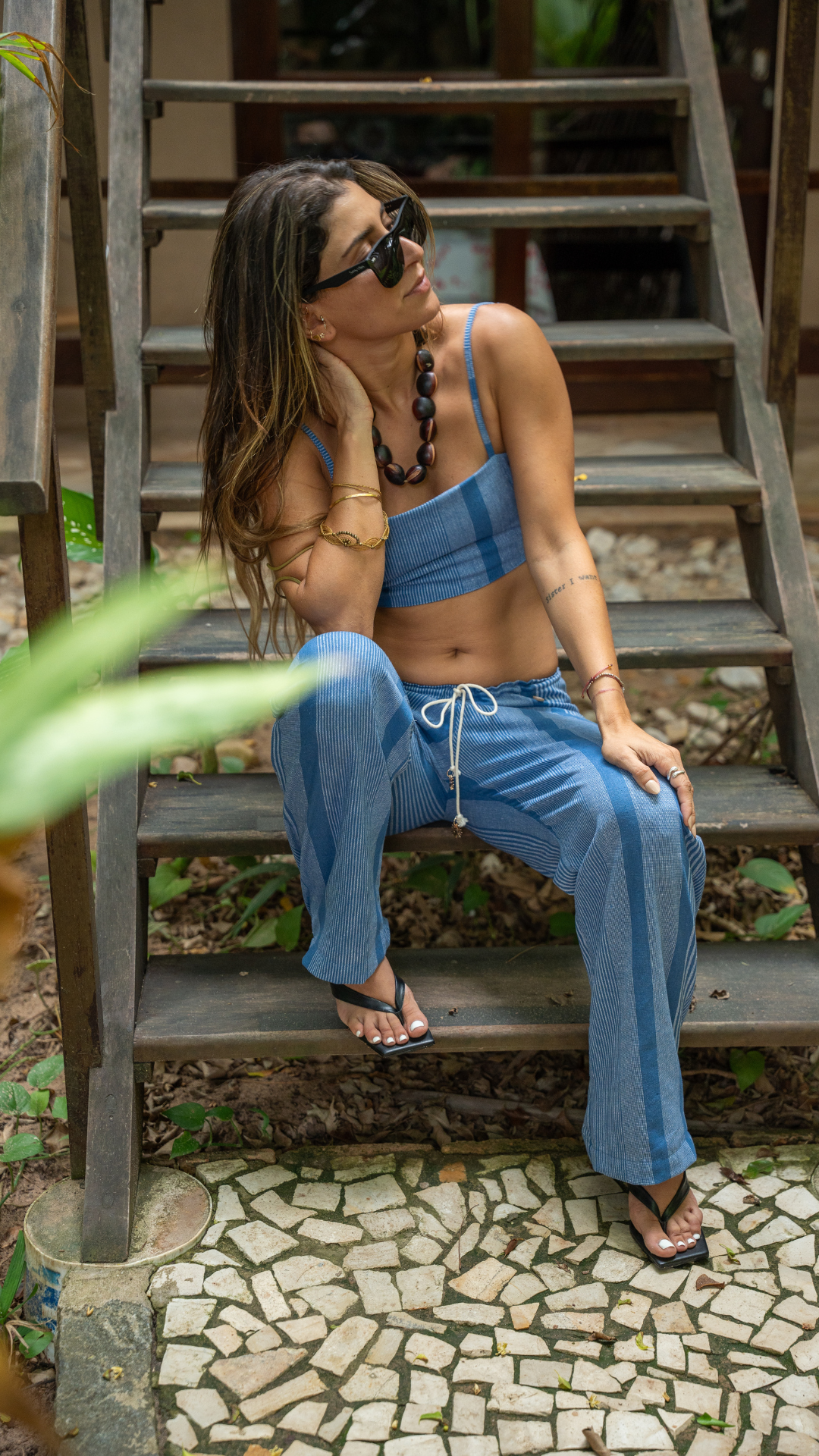 Top Reto Linho | Cor Azul Mar