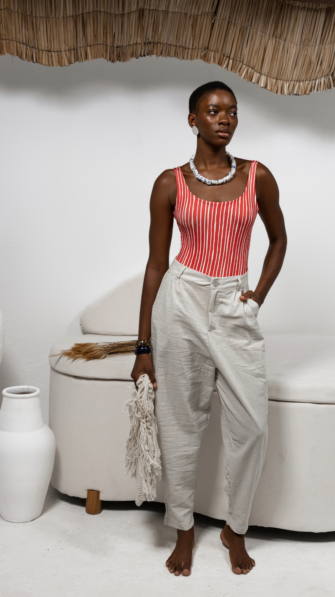 Calça Balloon Linho | Cor Bruma Ao Mar