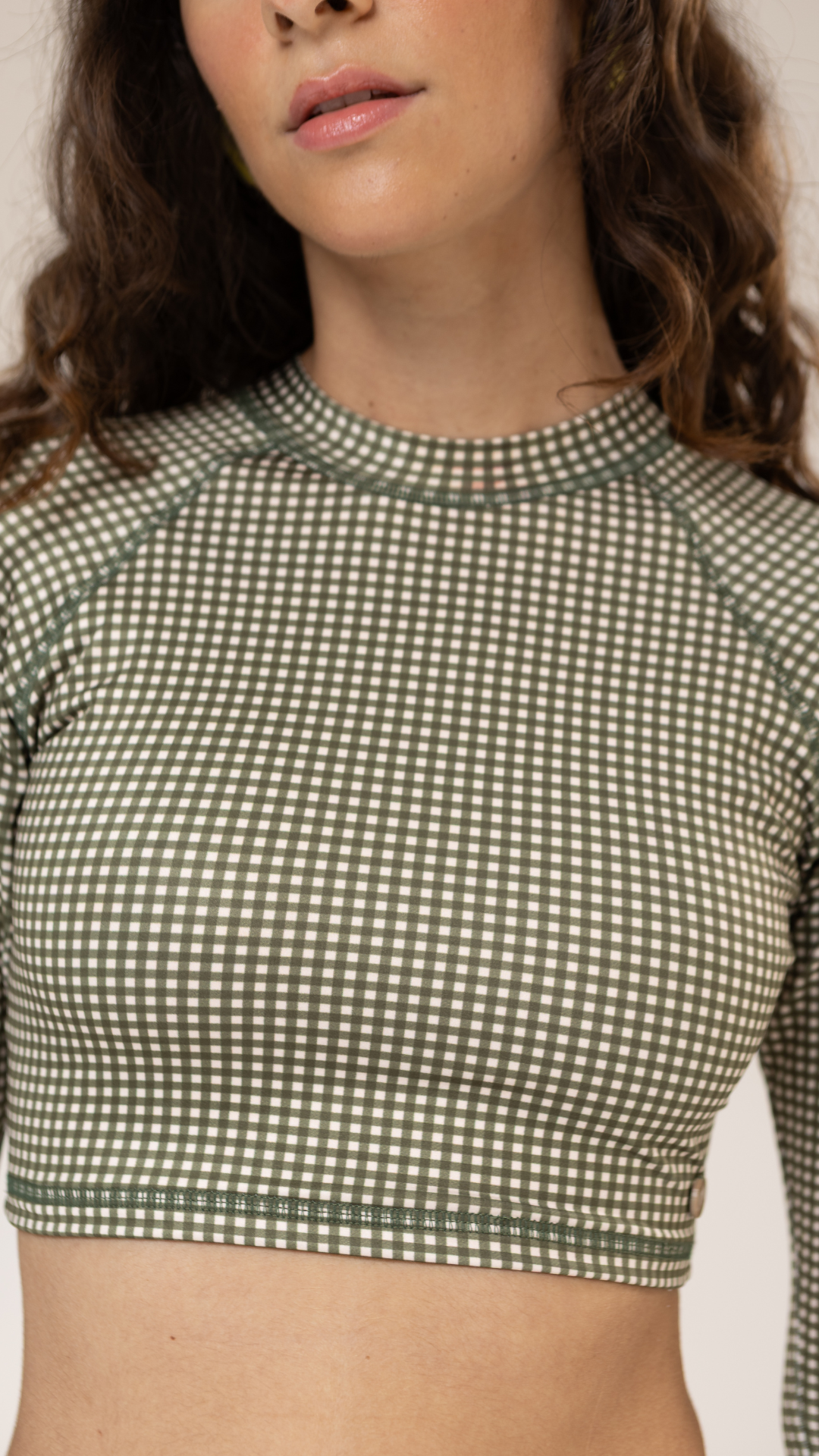 Cropped ML Raglan | Print Mini Vichy Pistache