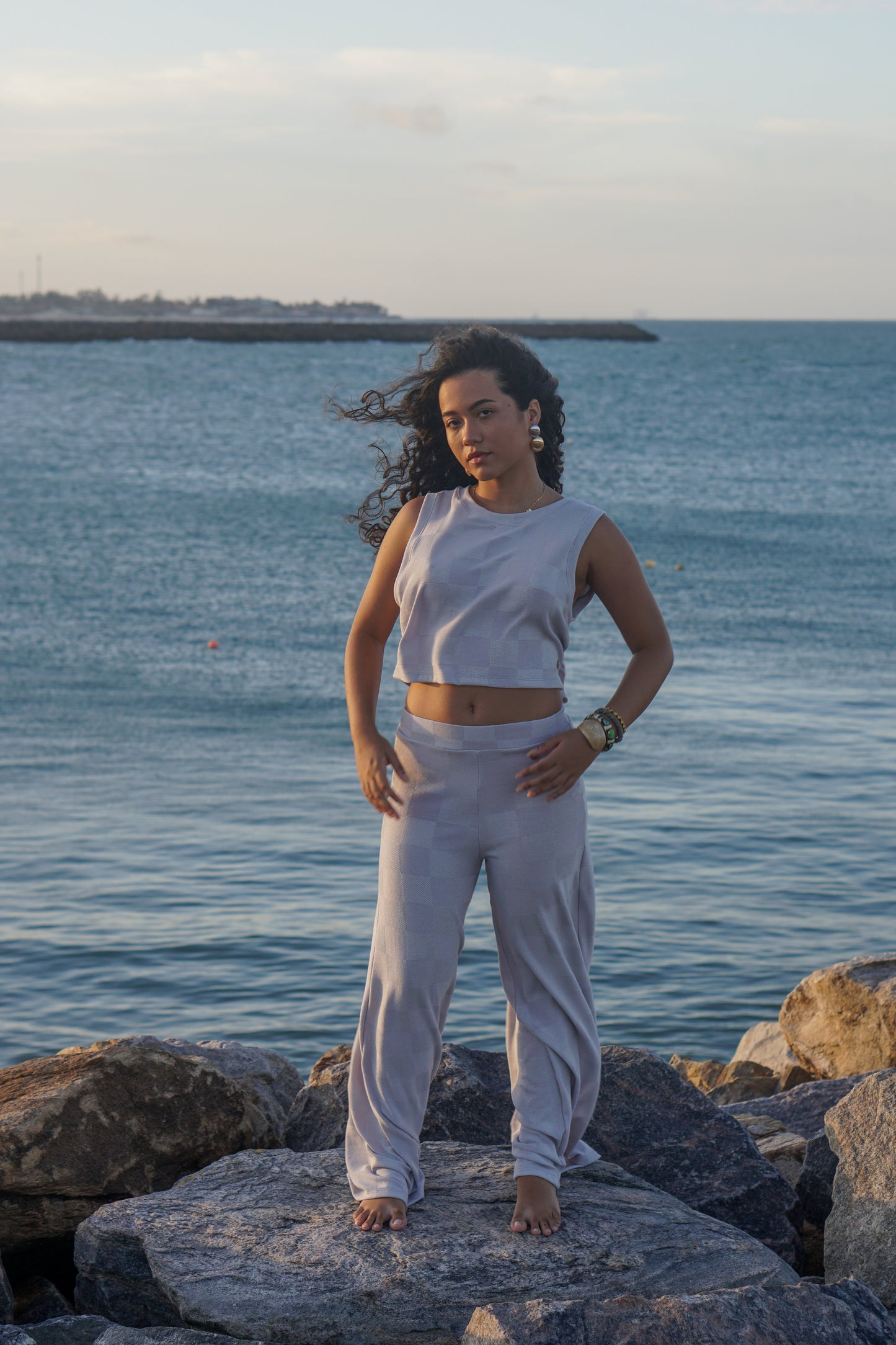 Regata Cropped Tricot Jacquard | Cor Silver