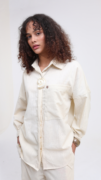 Camisa Oversized Linho | Cor Bruma