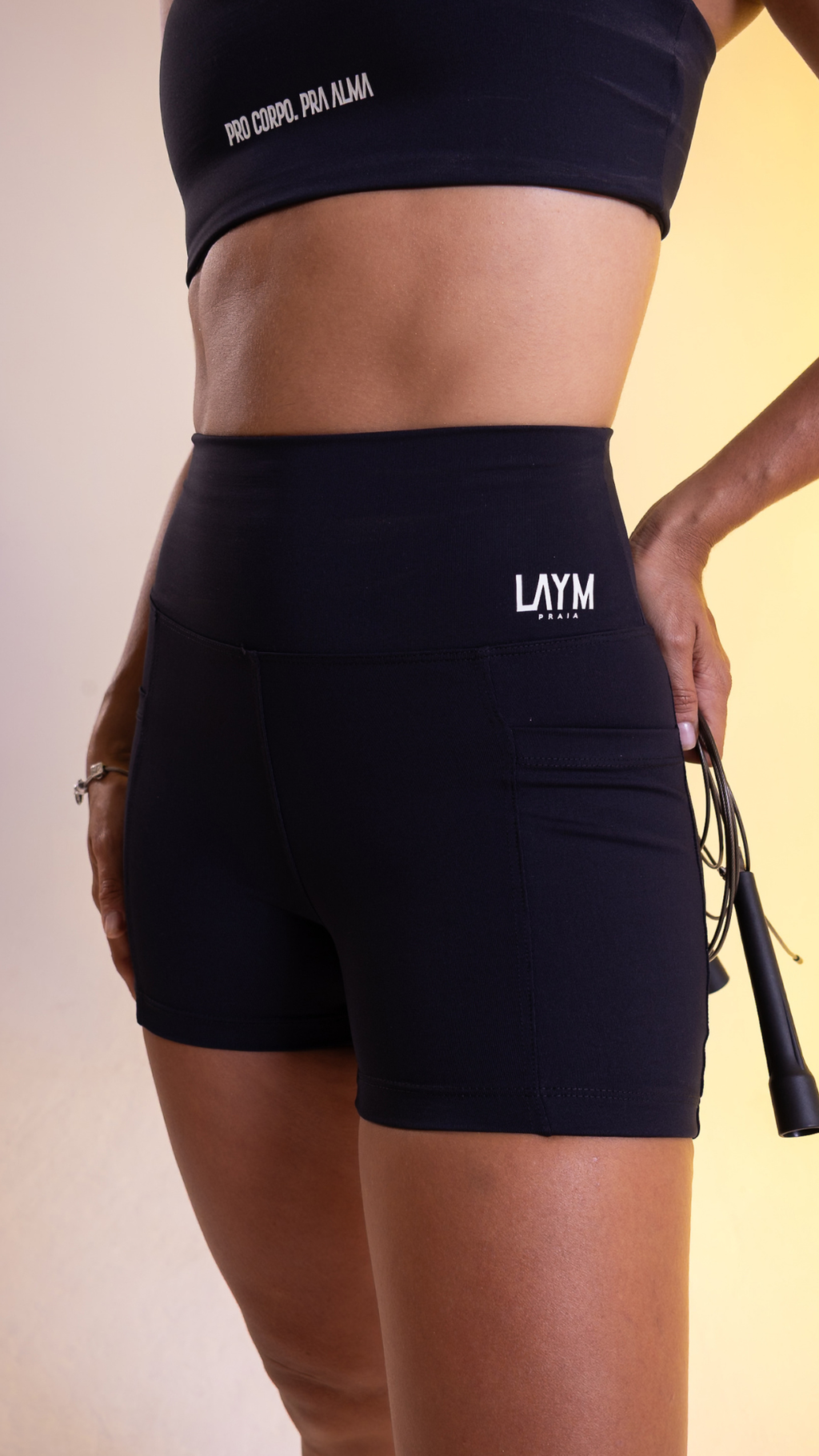 Short Atletismo Recorte Bolso Power Flex | Cor Breu