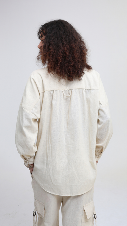 Camisa Oversized Linho | Cor Bruma