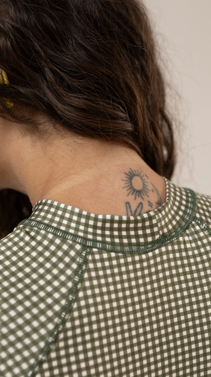 Cropped ML Raglan | Print Mini Vichy Pistache