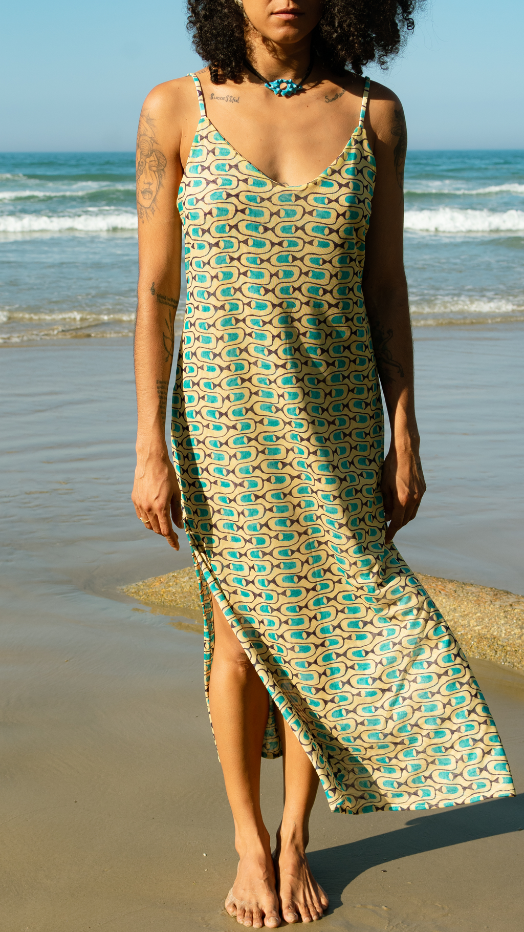 Vestido Midi Tule | Print Cardume Luminar