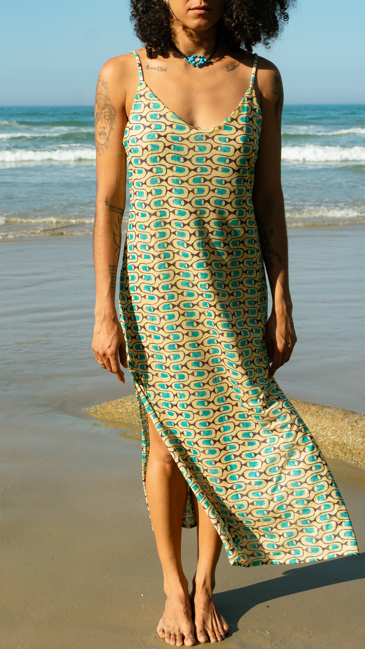 Vestido Midi Tule | Print Cardume Luminar