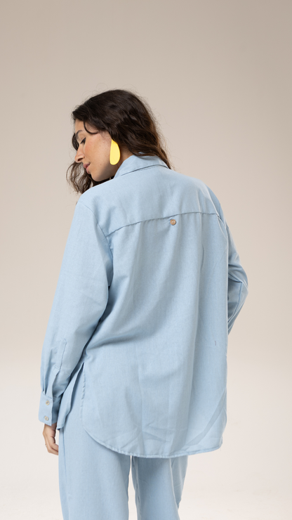 Camisa Sasha Linho | Cor Blue Key