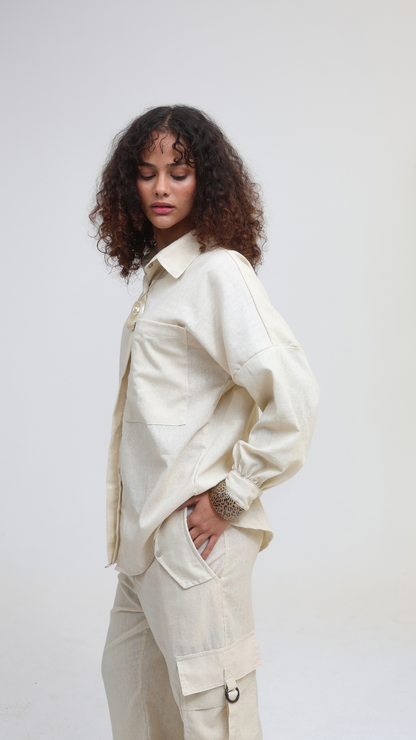 Camisa Oversized Linho | Cor Bruma