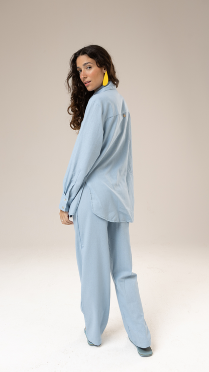 Calça Mari Mari Linho | Cor Blue Key