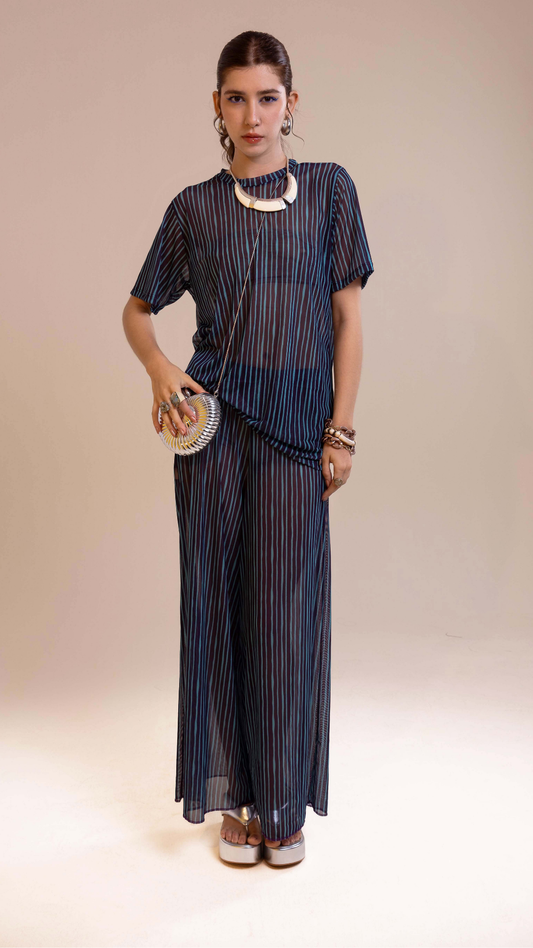 Calça Pantalona Tule | Print Altamaré Oceano Violeta