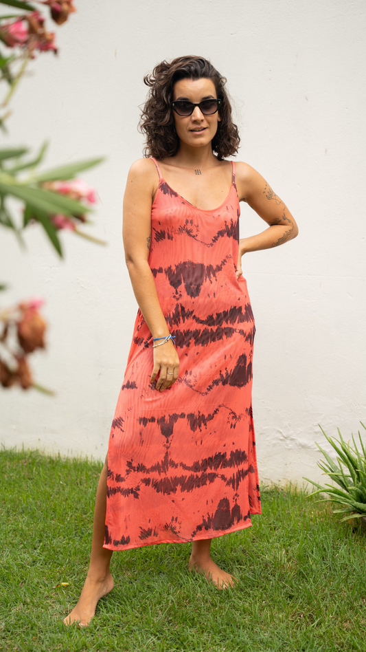 Vestido Midi Tule | Cor Tie Dye Solar