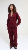 Calça Cargo Linho | Cor Merlot