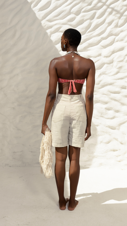 Bermuda LongLine Pantalona Linho | Cor Bruma Ao Mar