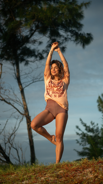 Camiseta Sorriso na Cara :)  | Cor Pêssego Candy