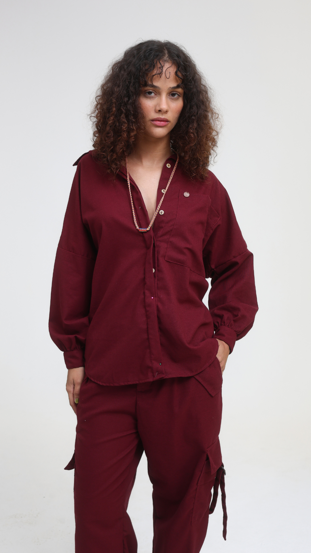Camisa Oversized Linho | Cor Merlot