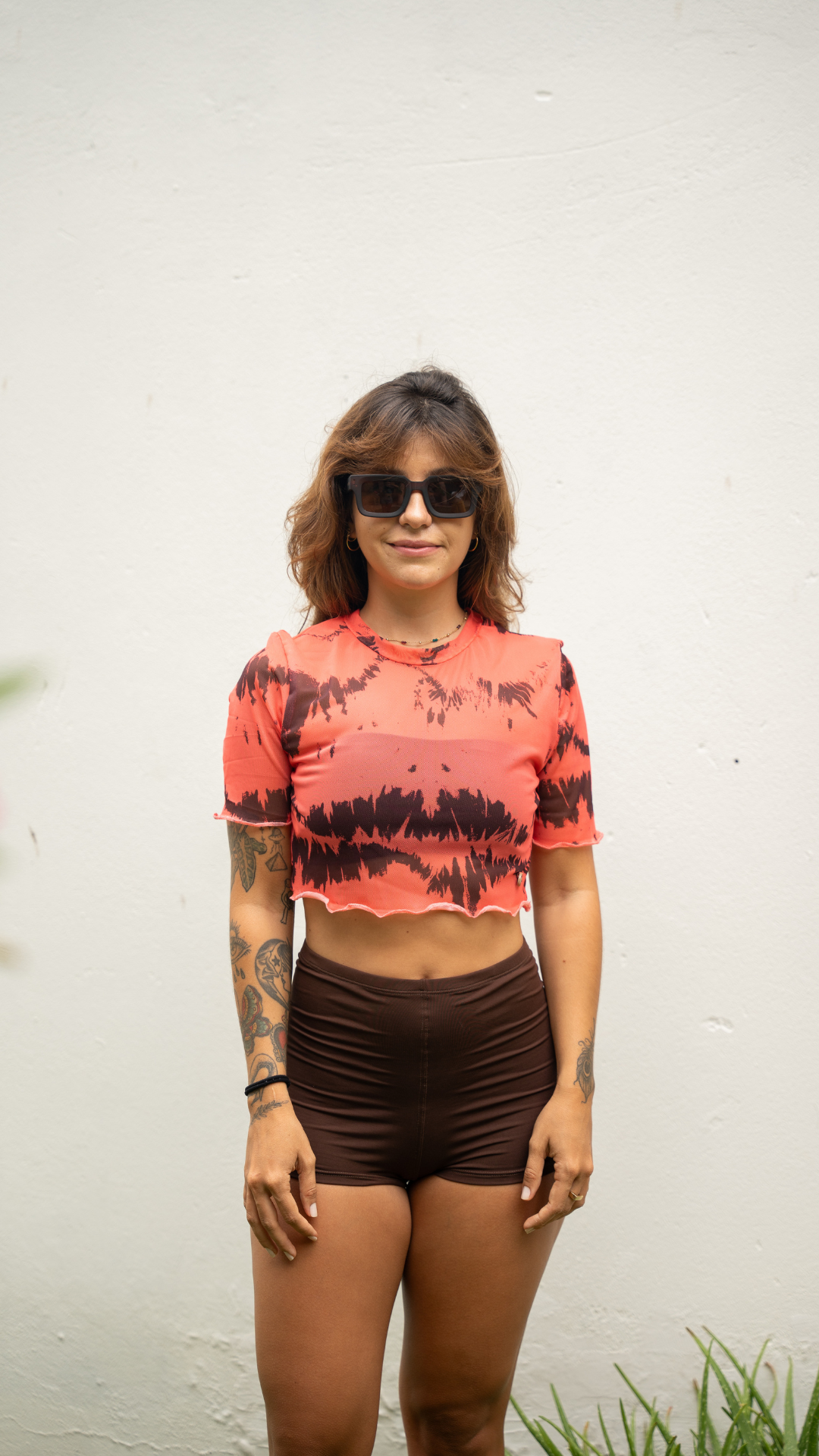 Cropped Manguinha Tule | Cor Tie Dye Solar