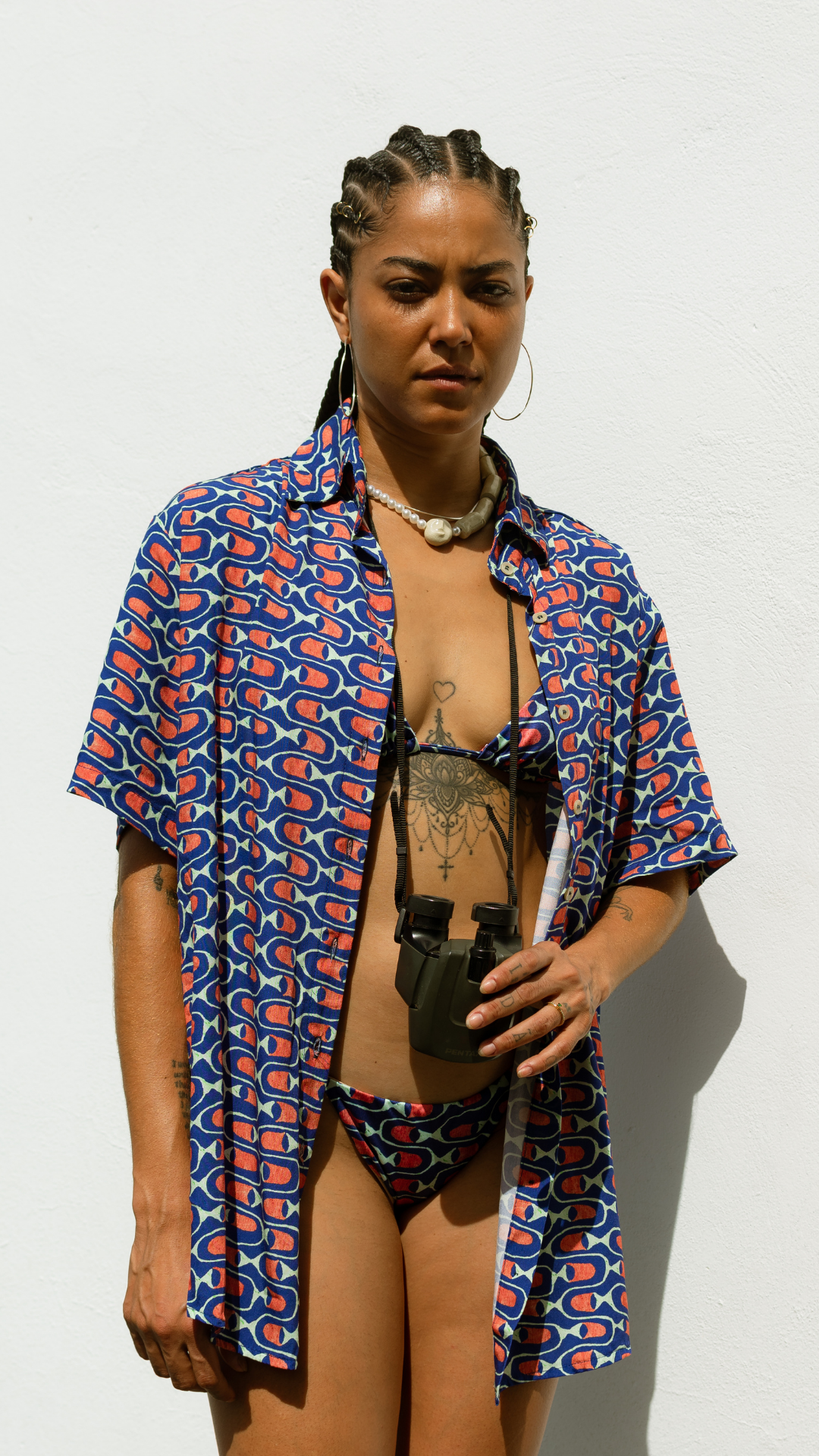 Camisa Botões Manga Curta | Print Cardume Profundo