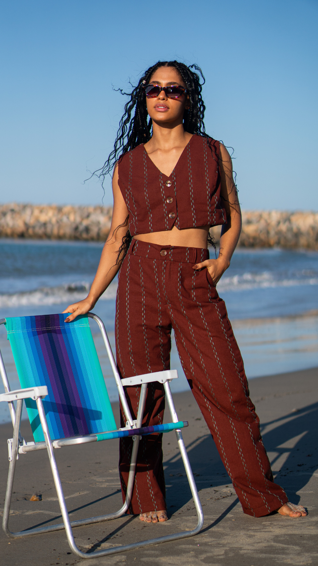 Colete Alfaiataria Linho | Cor Marrom Mar