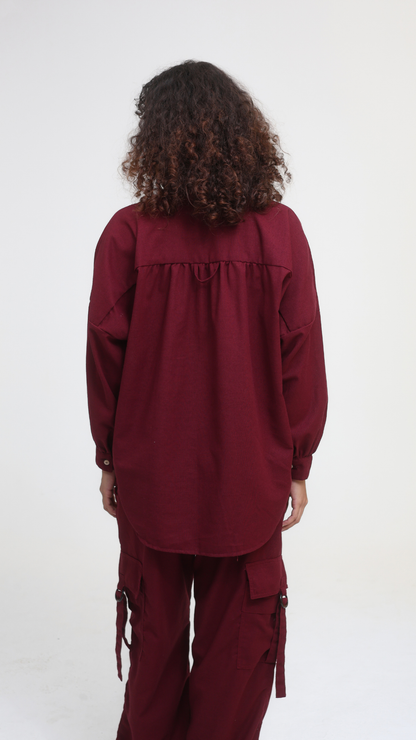 Camisa Oversized Linho | Cor Merlot