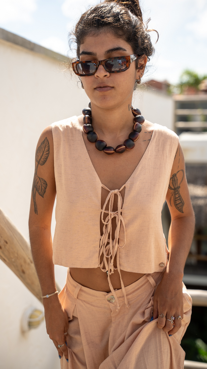 Blusa Nós Linho | Cor Dunas