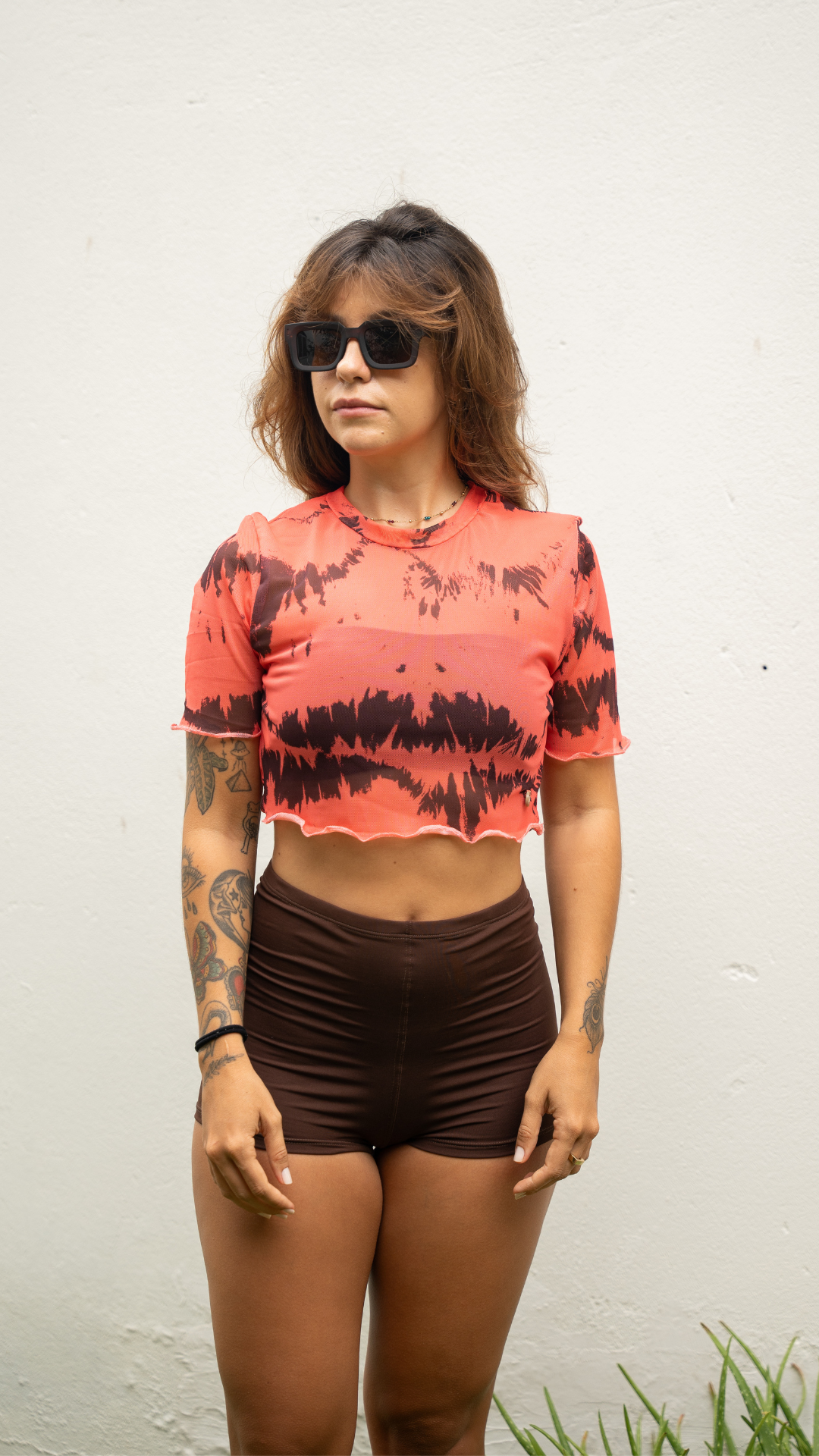 Cropped Manguinha Tule | Cor Tie Dye Solar