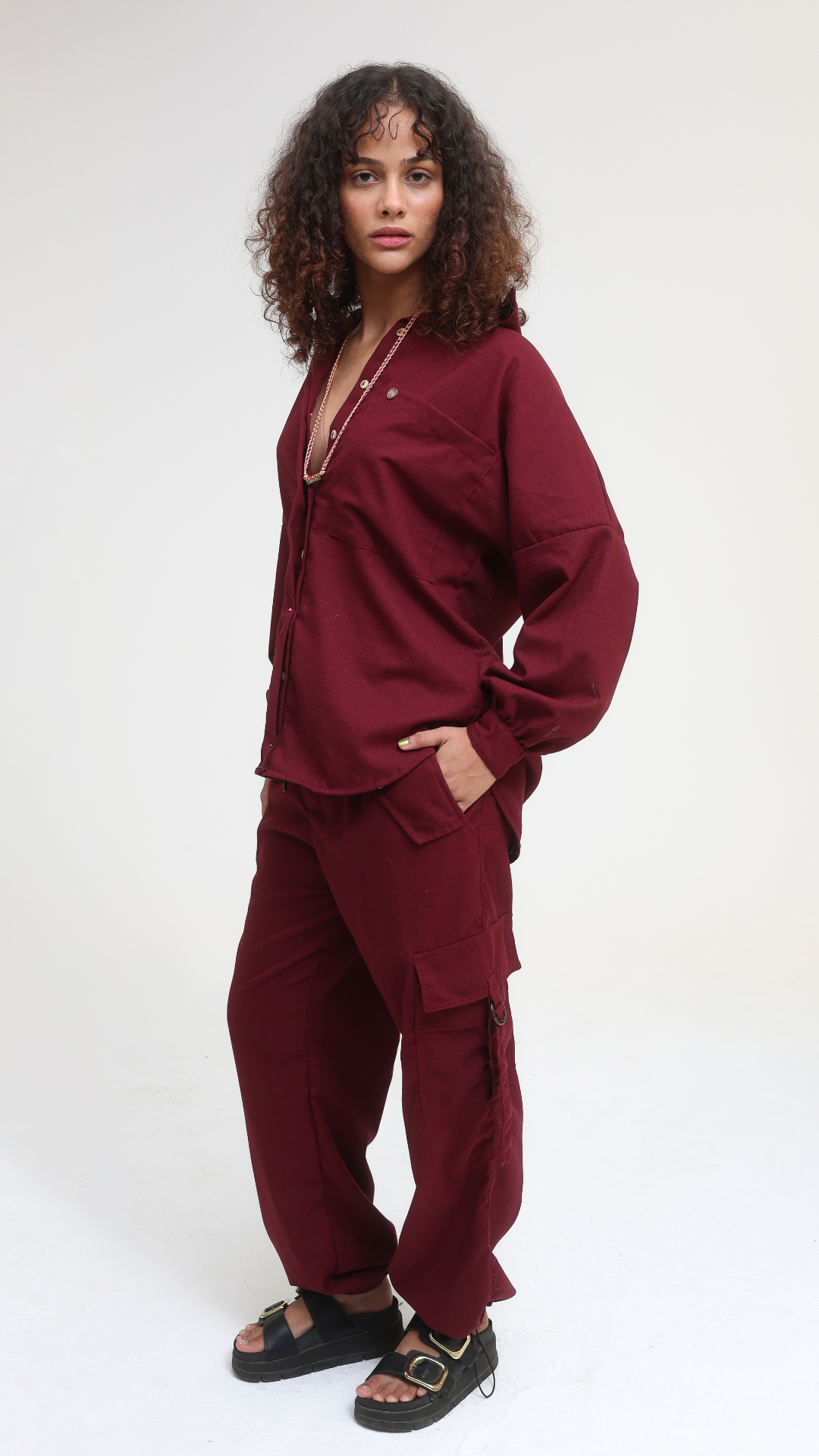 Camisa Oversized Linho | Cor Merlot