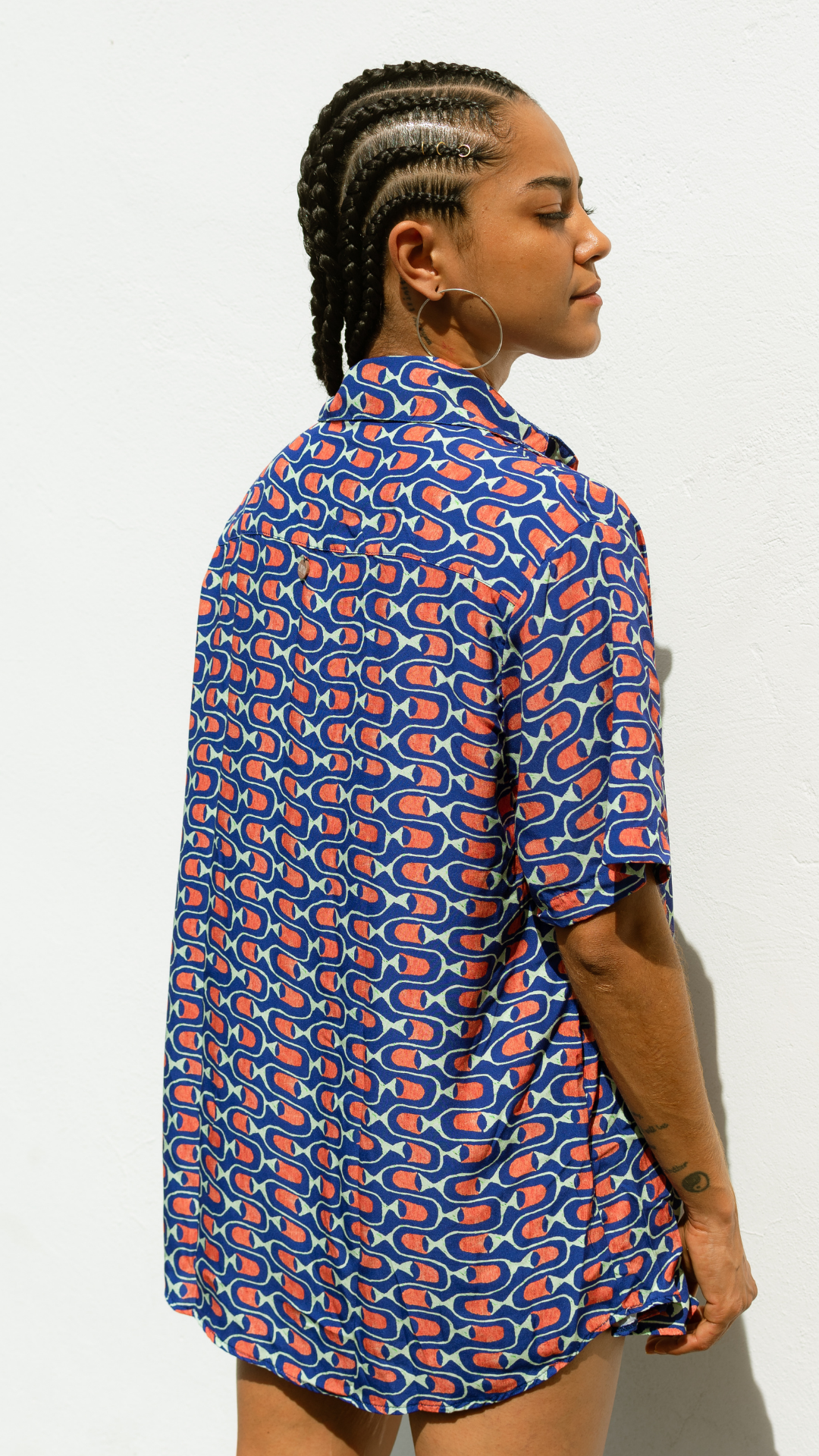 Camisa Botões Manga Curta | Print Cardume Profundo