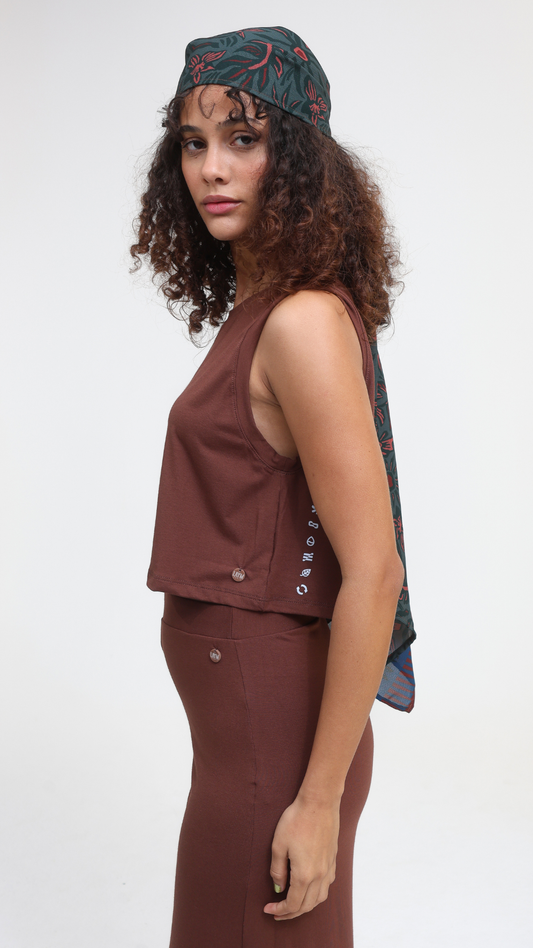 Regata Cropped Escute o Mar | Cor Marrom Mocca