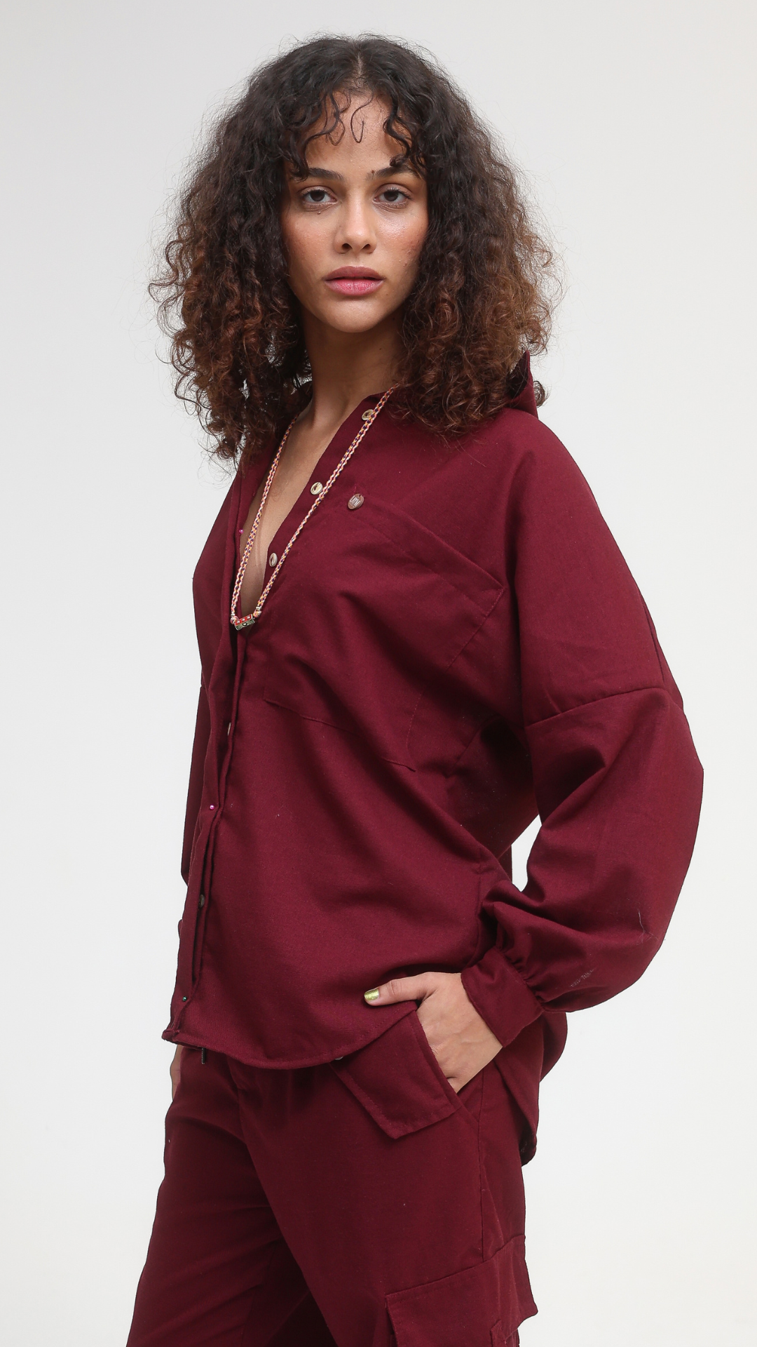 Camisa Oversized Linho | Cor Merlot
