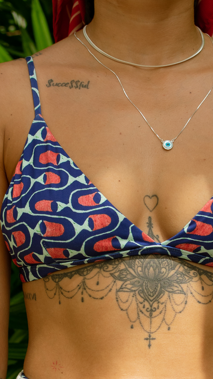 Top Fixo Pence | Print Cardume Profundo