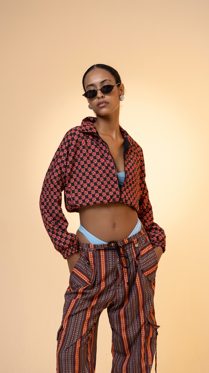 Maxi Jaqueta Cropped Aqualeve | Print Flor do Amarante