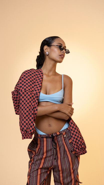 Maxi Jaqueta Cropped Aqualeve | Print Flor do Amarante