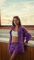 Camisa Oversized Viscose | Cor Código do Mar Oceano Violeta